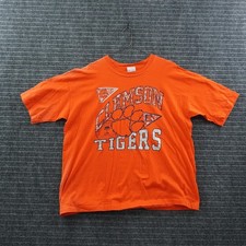 Logo Motion Clemson Tigers T-Shirt Mens XXL Orange Graphic Print Made in USA