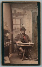 CDV 1870 Tyrol Homme à la Cithare/Cymbalum Instrument Musique Photo Ancienne