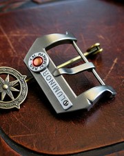 24mm Titanium Buckle for Panerai Watch Strap Vintage Handmade Brushed Pin Clasp