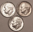 (3) Roosevelt Dimes - AU/BU - (1)1963D (2)1964D - FREE SHIPPING - #1492E