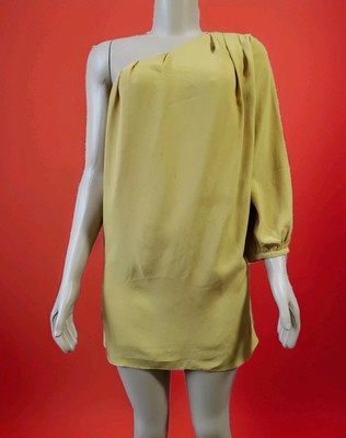 ELIZABETH & JAMES Dijon Size S Mustard Crepe One Shoulder Mini Dress /B10