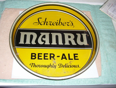 Vintage 13'' Original Schreiber's Manru Beer  & Ale Tray, 1940