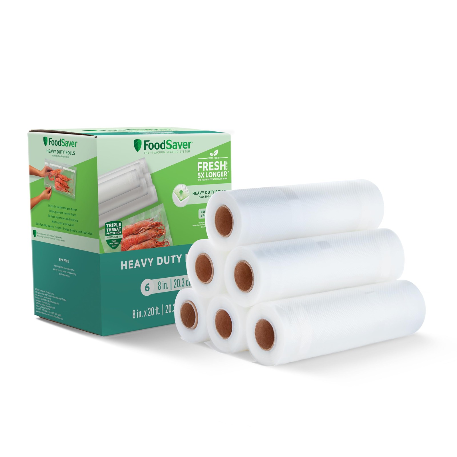 Heavy-Duty 8x20 Vacuum Seal Roll 6-Pack for Food Storage & Sous Vide
