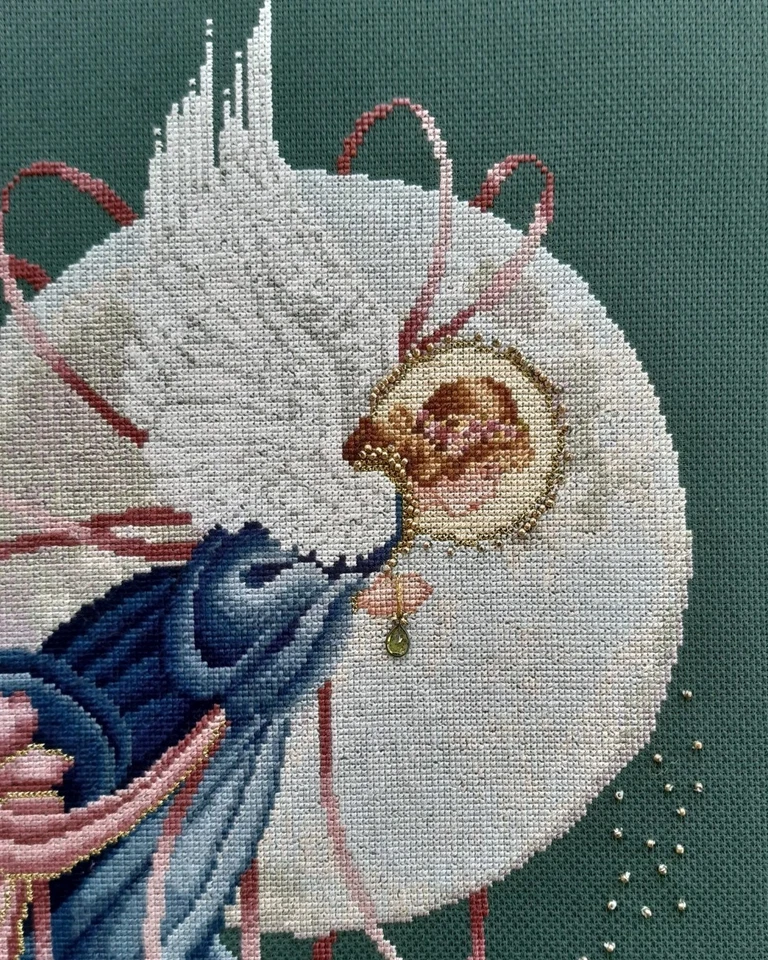 LAVENDER & LACE BLUE MOON ANGEL  COMPLETED CROSS STITCH - Image 2 of 4