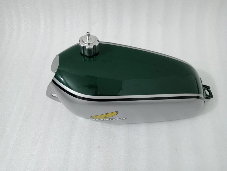 Honda CR250M CR 250M 1973 Elsinore acero verde y plata tanque de combustible gasolina + tapa Foto 4 de 4