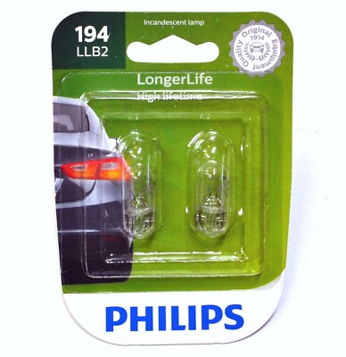 Philips LongerLife 194 4W Two Bulbs Front Side Marker Light Replacement DOT