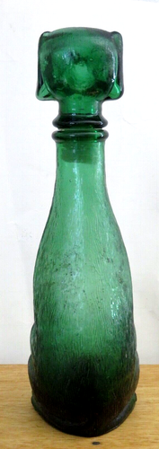 Vintage Green Glass ITALIAN EMPOLI Dachsund Dog Decanter 8¾" High EUC - Picture 4 of 7