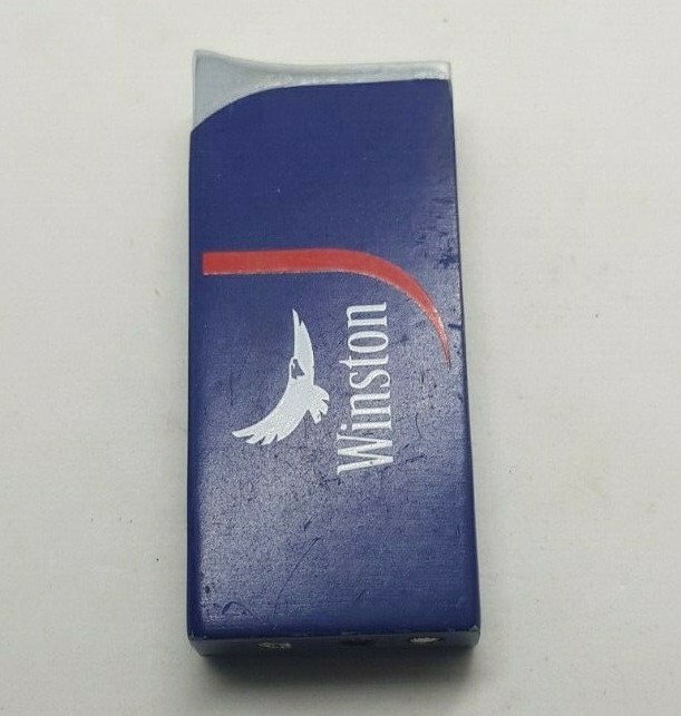 Winston Cigarettes Lighter blue color with clip at the back gas lighter