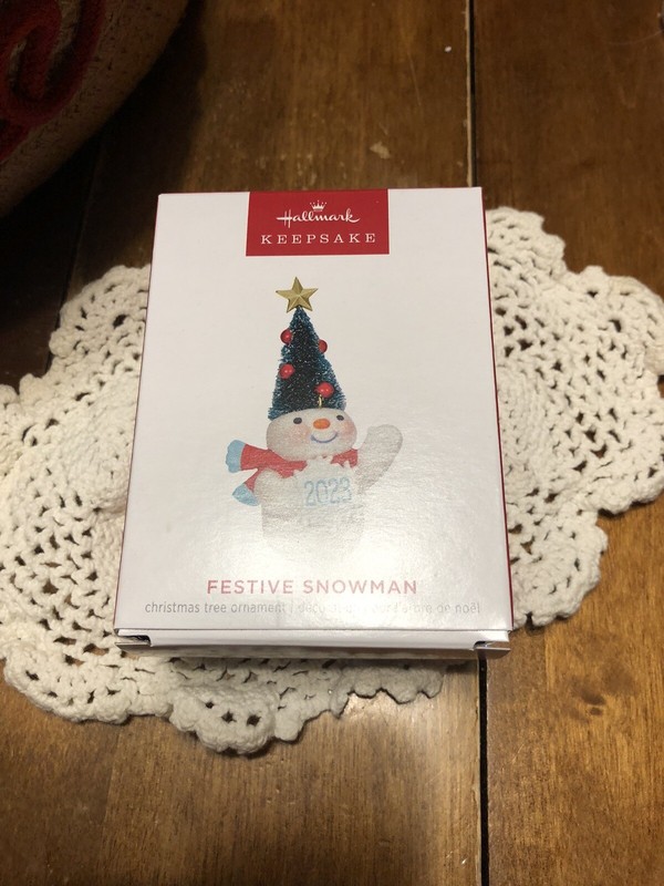 2023 Hallmark FESTIVE SNOWMAN Keepsake Ornament VIP Exclusive 3.5" NEW