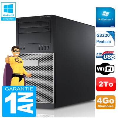 PC Tour DELL 9020 Intel G3220 Ram 4 Go Festplatte 2 To DVD Brenner Wifi W7