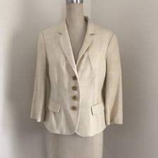 Badgley Mischka Women’s Jacket Ivory Textured Woven 3/4 Sleeve 8