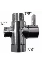 Diverter T adapter Diverting Valve 3-way Tee Connector for Bidet Sprayer7/8 1/2