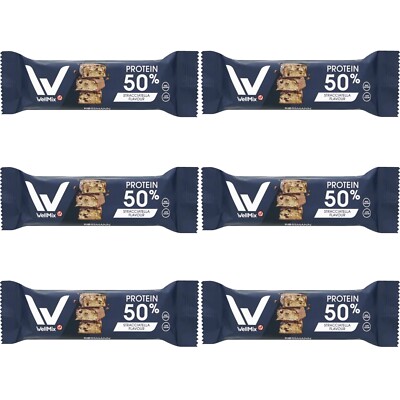6 x 45 g | WellMix Proteinriegel Stracciatella Flavour wenig Zucker viel Protein