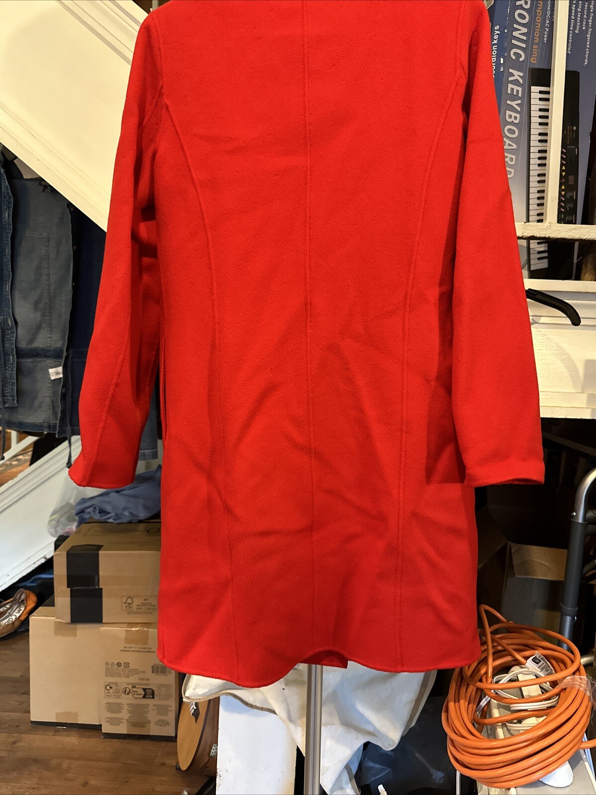 Bloomingdale’s Coat Solid Red Button Long Sleeve … - image 14