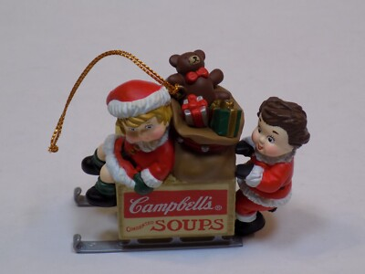 #ad #ad Campbell#x27;s Soup Christmas Ornament Holiday 1996 Kids Santa Claus Sled Sleigh Toy $18.99