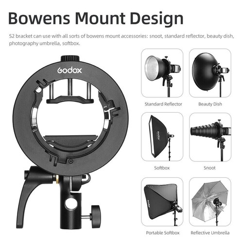 Godox S2 Bowens Flash Speedlite Holder Bracket for V1 V860III AD100 200 400Pro - Picture 6 of 18