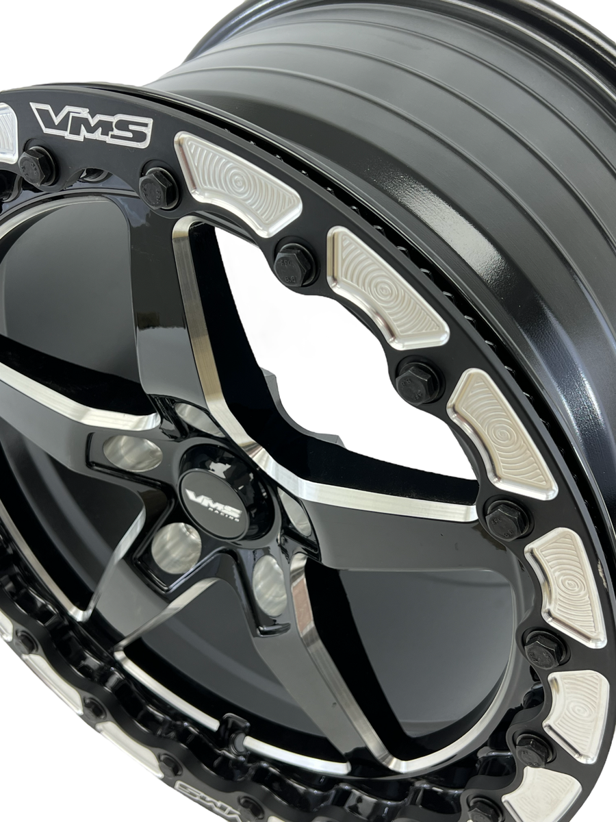 VMS RACING V-STAR BEADLOCK DRAG RACE WHEELS R 17X10 F 18X5 FOR