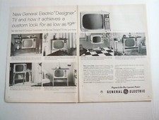 1960 GE General Electric Designer Small TV Television 2-page Vintage Print Ad