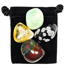 DEVELOP PATIENCE Tumbled Crystal Healing Set = 4 Stones + Pouch + Description