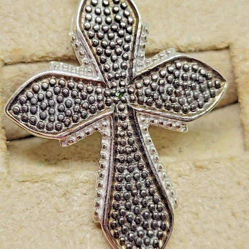 NEW STS Chuck Clemency Sterling Silver Irradiated Blue Diamond Cross Necklace - Picture 5 of 8
