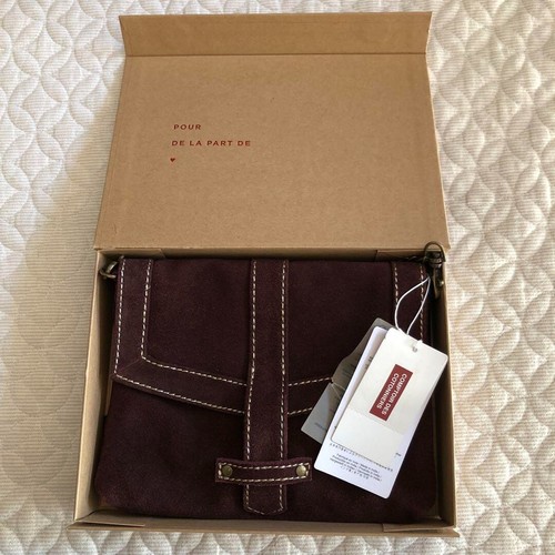 Borsa pochette Comptoir des Cotonniers pelle scamosciata catena tracolla marrone NUOVA! - Foto 5 di 6