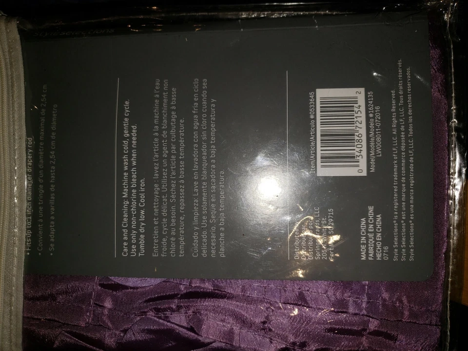 Style Selections Two- Way Valance, 50"×17", Purple/Fuchsia Panel, 1613291 - Image 4 of 4