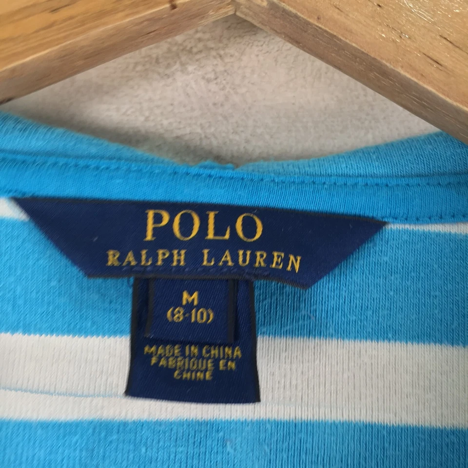 Ralph Lauren boys terry jacket 8-10 years white blue striped hooded zip 111081 - Image 4 of 4