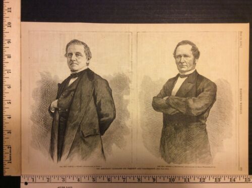 Rare Antique Original VTG 1876 Democratic Candidates Harpers Engraving Art Print - Picture 1 of 3