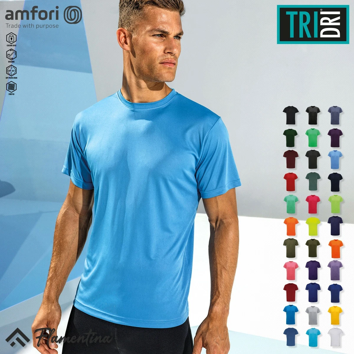TriDri Performance T Shirt Short Sleeve Gym Top Stretch Wicking