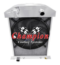 Rn Champion 3 Row Radiator Ford Config16 Fan For 1933 1934 Ford Cars V8 Conv