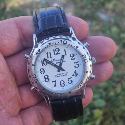 Marcel Drucker 20-368 steel men's quartz TALKING watch with ALARM New Battery