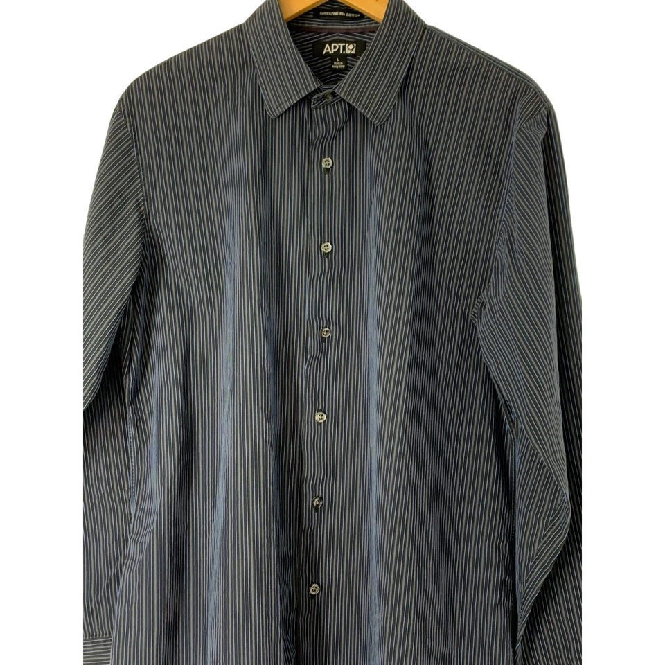 Men’s Apt 9 Dress long sleeve shirt stripe size L Navy 5462 Khols - Imagem 3 de 4