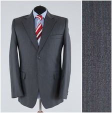 Mens Vintage Blazer 42R UK Size DASTAN Grey Wool Sport Coat Striped Jacket