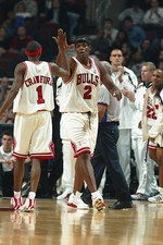 Eddy Curry and Jamal Crawford Chicago Bulls celebrate after a pla- 2002 Photo
