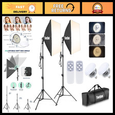 Professional Softbox Lighting Kit - 2x27" Soft Boxes, 3000K-7500K LED Bulbs, Rem