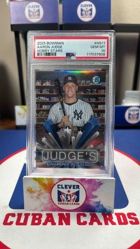 80.) 2025 Bowman Aaron Judge #HS-11 Hobby Stars Chrome Yankees PSA 10