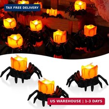 6 PCS Spider Tea Lights Flameless Candles Halloween Lights Indoor