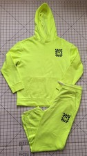 Old Navy Highlighter Yellow Skater Hoodie Sweatsuit Set Boys Size Xtra Large