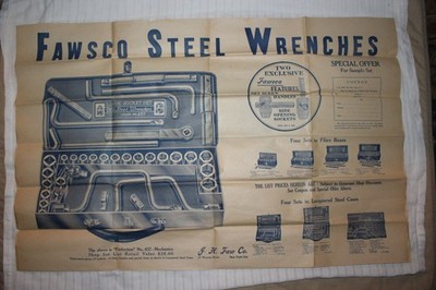 Vintage Fawsco Steel Wrench Co. Socket Set Special Offer Advertising Poster
