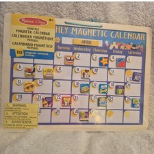 Melissa Doug Monthly Magnetic Calendar Wooden Educational Toy Blue 112 Magnets