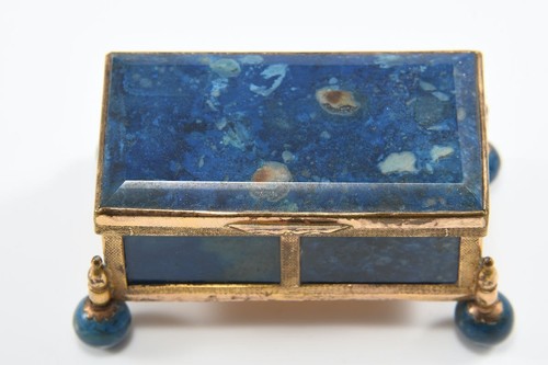 Q02D06- Lapislazuli Dose mit feuervergoldeter Montierung 18./19.Jh - Bild 2 von 12