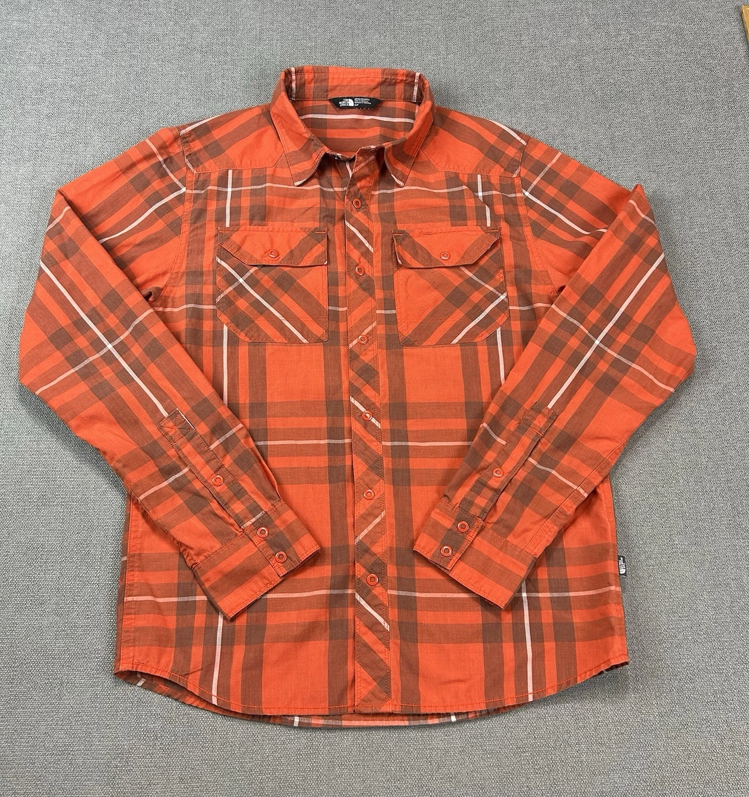 The North Face Shirt Men Small Brown Plaid Long Sleeve Hiking Outdoor