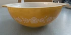 Vtg Pyrex Butterfly Gold pattern Glass Mixing Bowl MidCentury Modern Milkglass