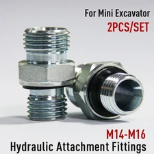 Two Free Ship M14-M16 Mini Excavator Hydraulic Attachment Fittings USA STOCK