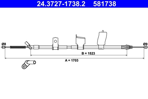 ATE Bremsseil Seilzug Feststellbremse 24.3727-1738.2 FüR Qashqai Nissan 1 J10 2-image