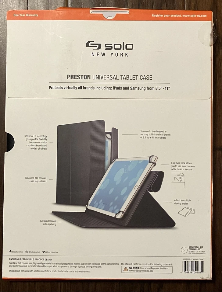 Funda Universal Tablet Solo New York Preston, 9.7” -10.5” Ipads, 8.5”-11” Samsung Foto 2 de 4