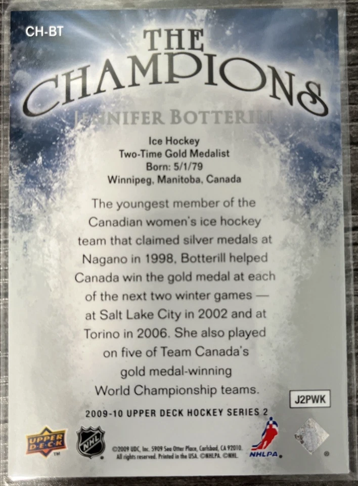 2009-10 Upper Deck Series 2 Jennifer Botterill - Canada #CH-BT The Champions - Image 2 of 2
