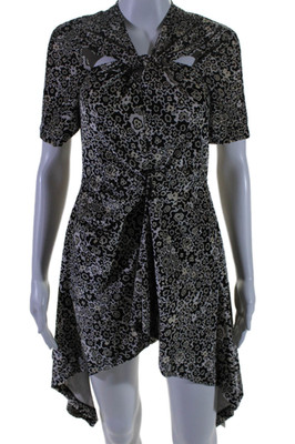 Rosetta Getty Womnens Floral Print A Line Dress Black Beige Size Extra Small