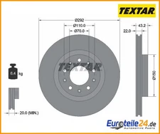 2pcs Brake Disc PRO TEXTAR 92221103 for Alfa Romeo 159
