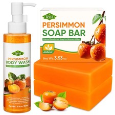 RYH 2 PCS Persimmon Soap Bar and Persimmon Body Wash for Body Odor Control, N...
